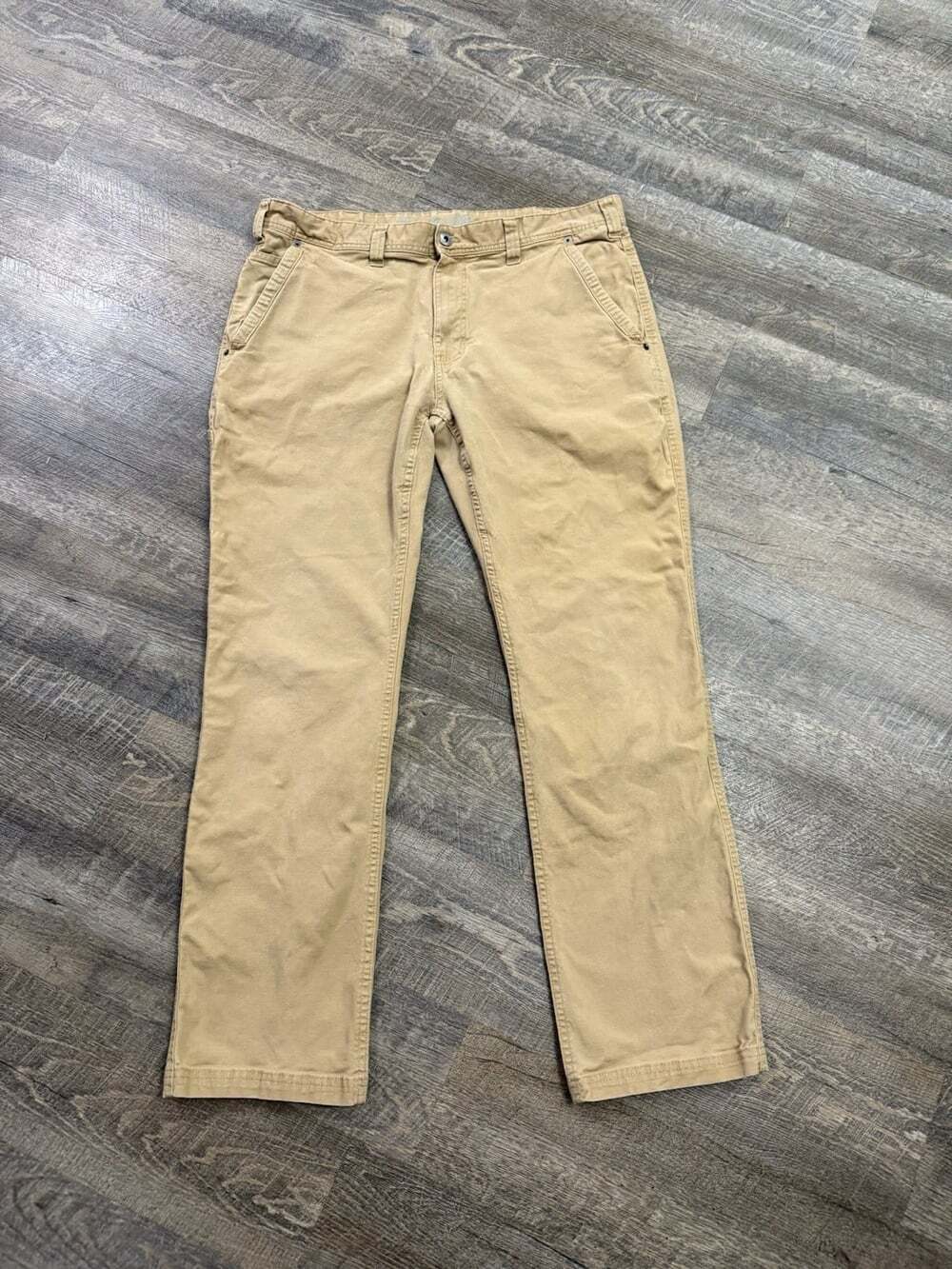 Vintage Eddie Bauer Mens 38x34 Khaki Duck Canvas Work Wear Carpenter Cargo Pants
